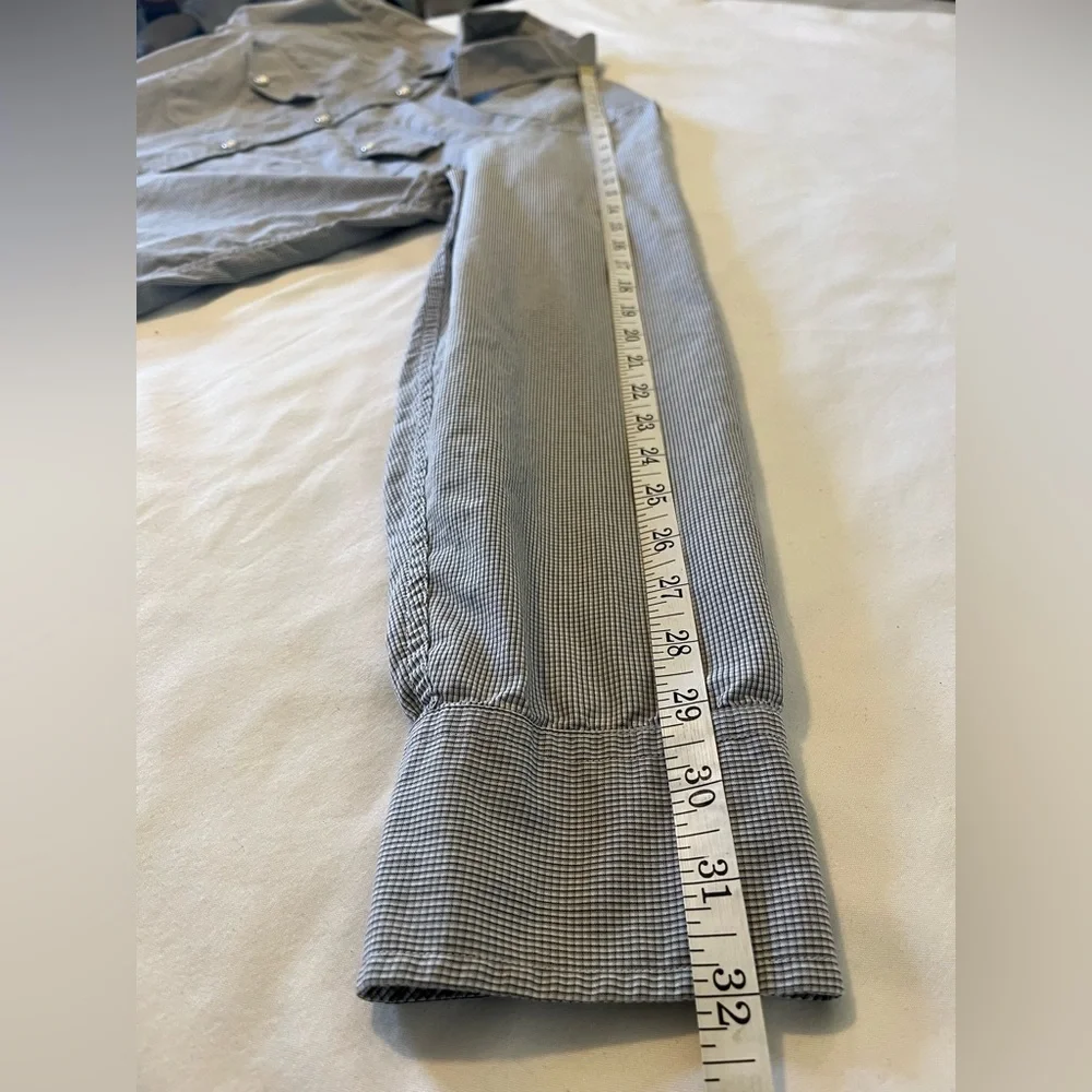 J. Crew Men's Gray Checked Western Button-Up Shirt Large